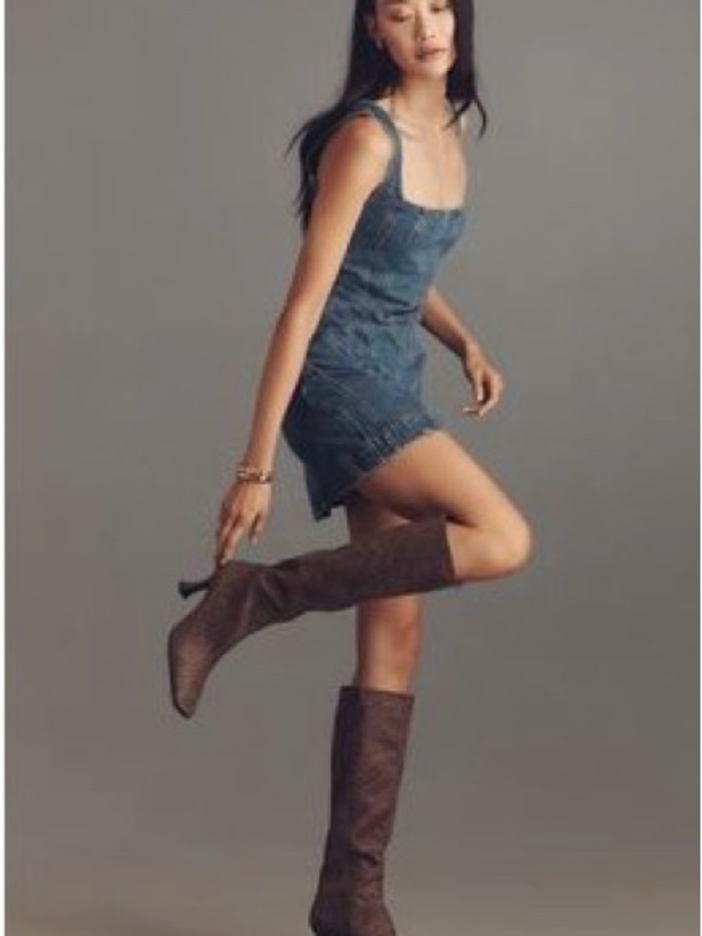 Jeffrey Campbell Black Tan Cheetah Suede Knee-High Heeled Boots
